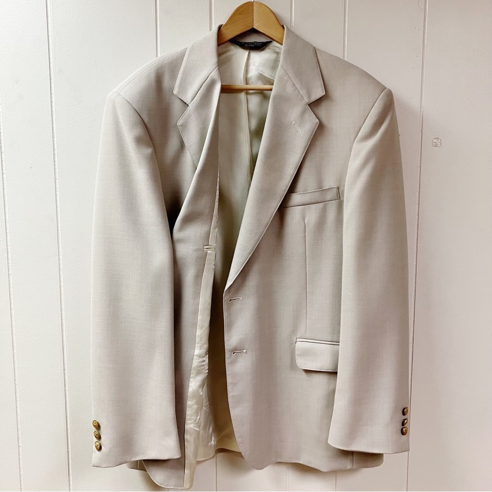 Office Wedding Travel APPLESEEDS Mens Single Breasted Jacket Blazer 46 L Beige
